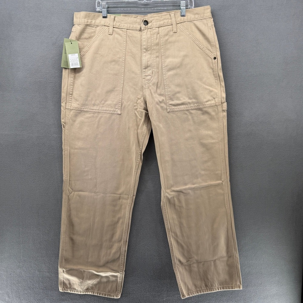 Goodfellow Carpenter Pants Mens Relaxed Straight Utility Khaki Tan 38x32 NWT